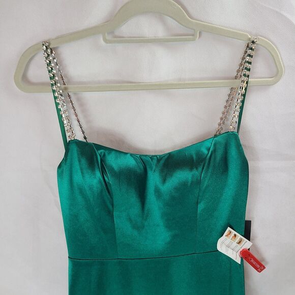New MAC DUGGAL 12428 Emerald Charmeuse Rhinestone Strap Trumpet Gown Wm (4) $298 - Picture 5 of 13